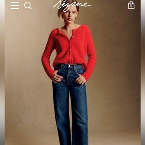 Women's Red Button-Up Sweater